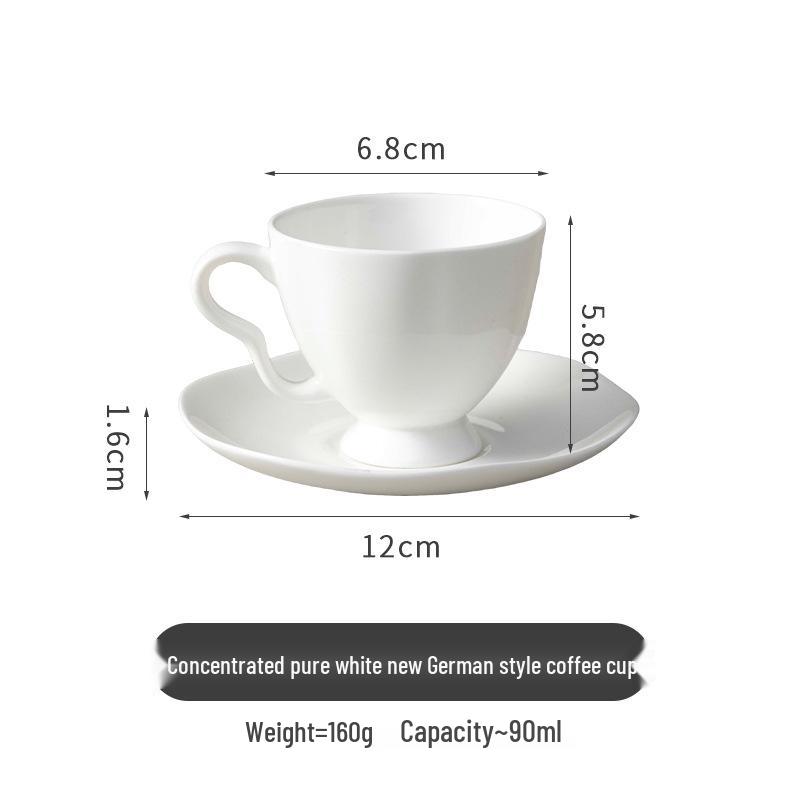 Pure White Bone China Espresso Cup & Saucer with Gold Rim, 80ml