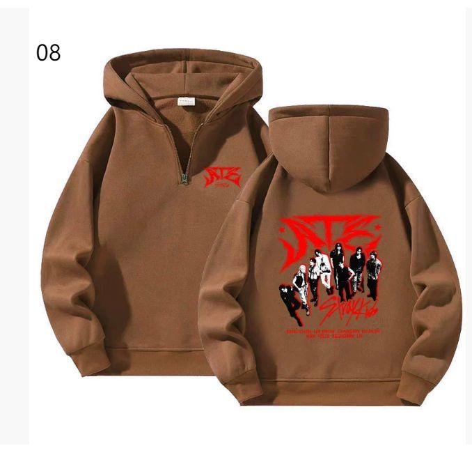 [USED] STRAY KIDS Pullover Hoodie with Trading Card Illustration Print