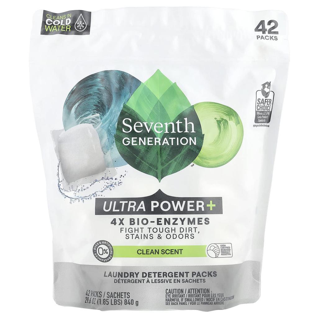 Laundry Detergent Pack, Ultra Power+, Clean Scent, 42 Pack, 840G(29.6Oz)