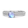 Moonstone Double Pave Band Ring - 925 Sterling Silver