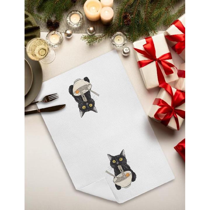 Black Cat Kitchen & Bath Decor - Cat Gifts, 16x24 Inch Hand & Dish Towels