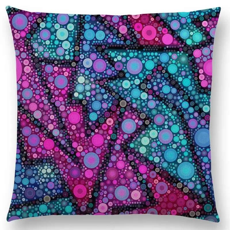 Butterfly Dream Love Flowers Sofa Throw Pillow Case Soul Heart Tulip Golden Circles Floral Stained Glass Colorful Cushion Cover