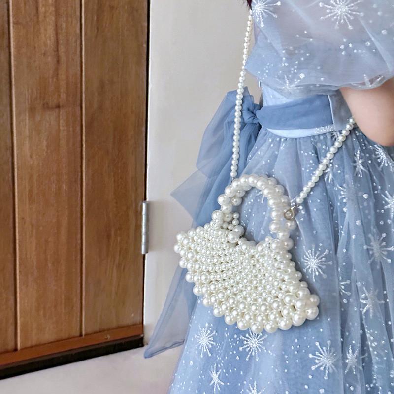 Trendy Korean Style Children's Shell Bag With Pearls For Fashionable Little Girls