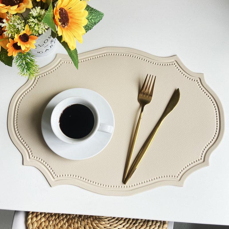 Retro European-Style Leather Placemat, Heat-Resistant, Waterproof & Oil-Proof Nordic Mat