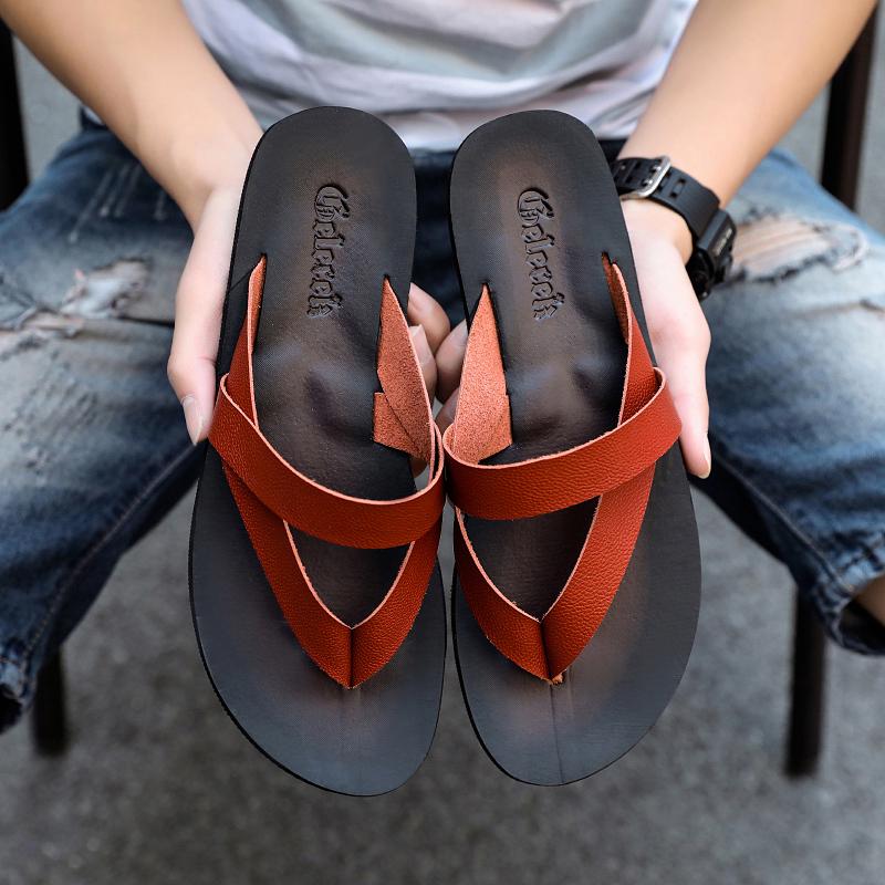 

Мужские шлепанцы, большой размер 47, летняя мужская обувь, итальянские повседневные нескользящие пляжные сандалии, кожаные шлепанцы, сандалии на плоской подошве 39 коричневый