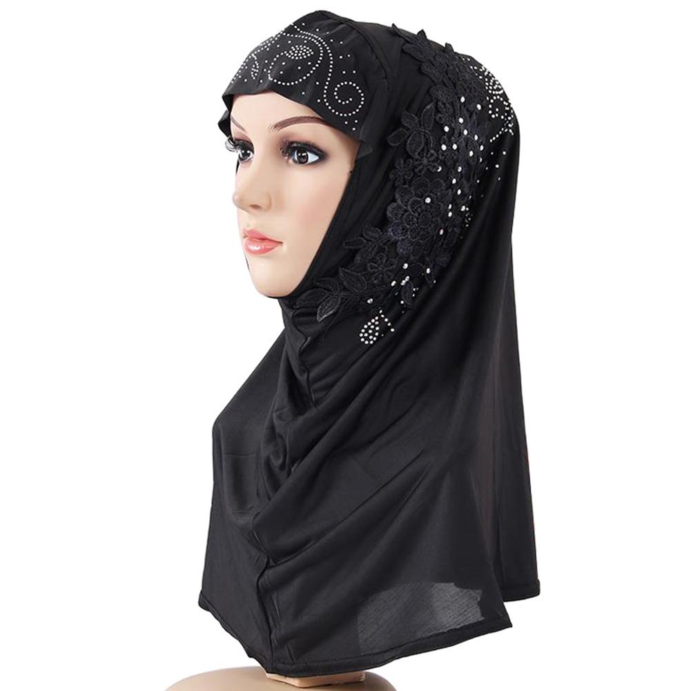 Multi-color Soft Lace Diamante Decoration Muslim Headscarf Hijab Scarf Islamic Shawl Ladies Headscarf