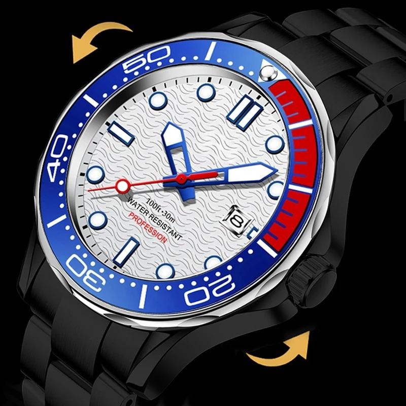 Fashion Men Watch Casual Sport Waterproof Men's Quartz Wristwatches Top Brand Luxury 360° Rotating Bezel Design Watch Men
