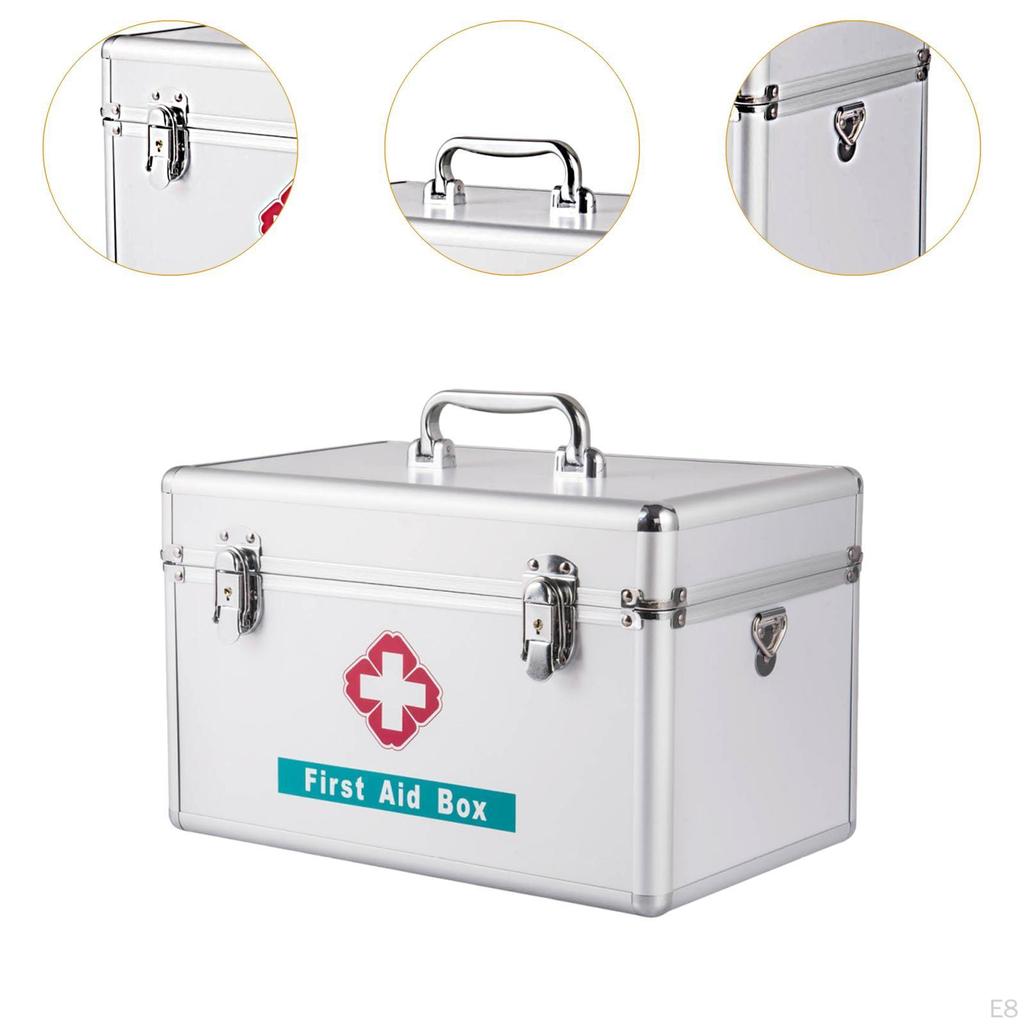 Family First Aid Box Portable Storage Case for Car Travel Outdoor Activities 25x15.8x15.6cm