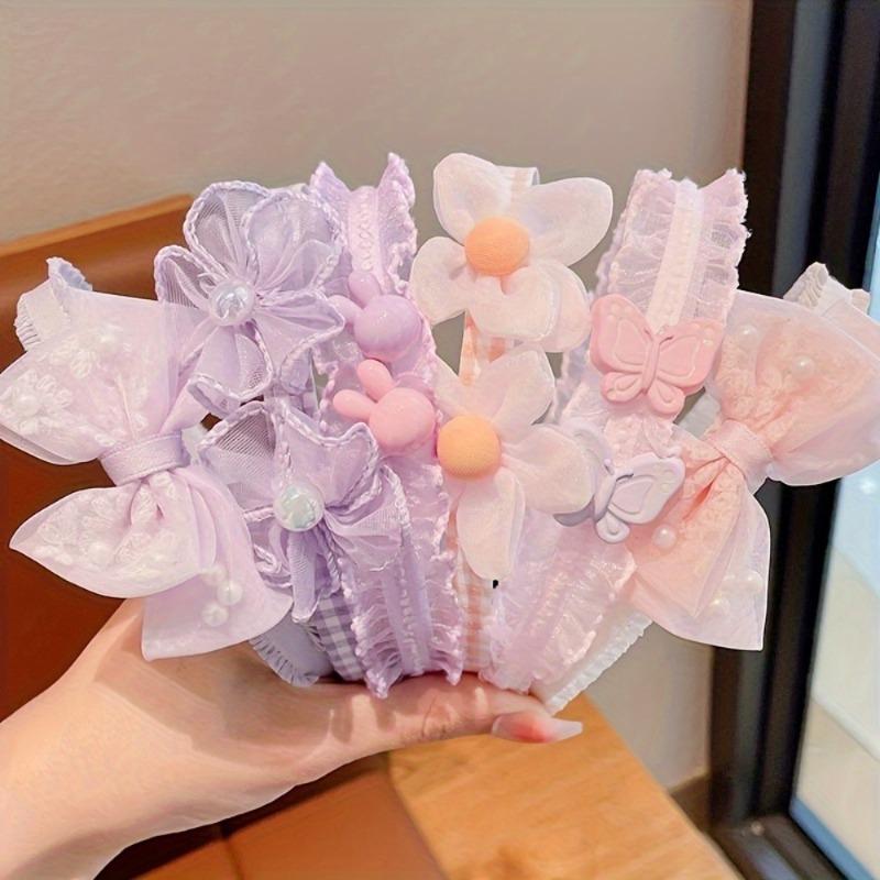 3PCS Elegant and Sweet Lace Floral Mesh Non-slip Headband, Charming Bow Decoration, Stylish Hair Accessories