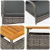 Garden Bistro Set with Cushions 3 Piece Grey Poly Rattan