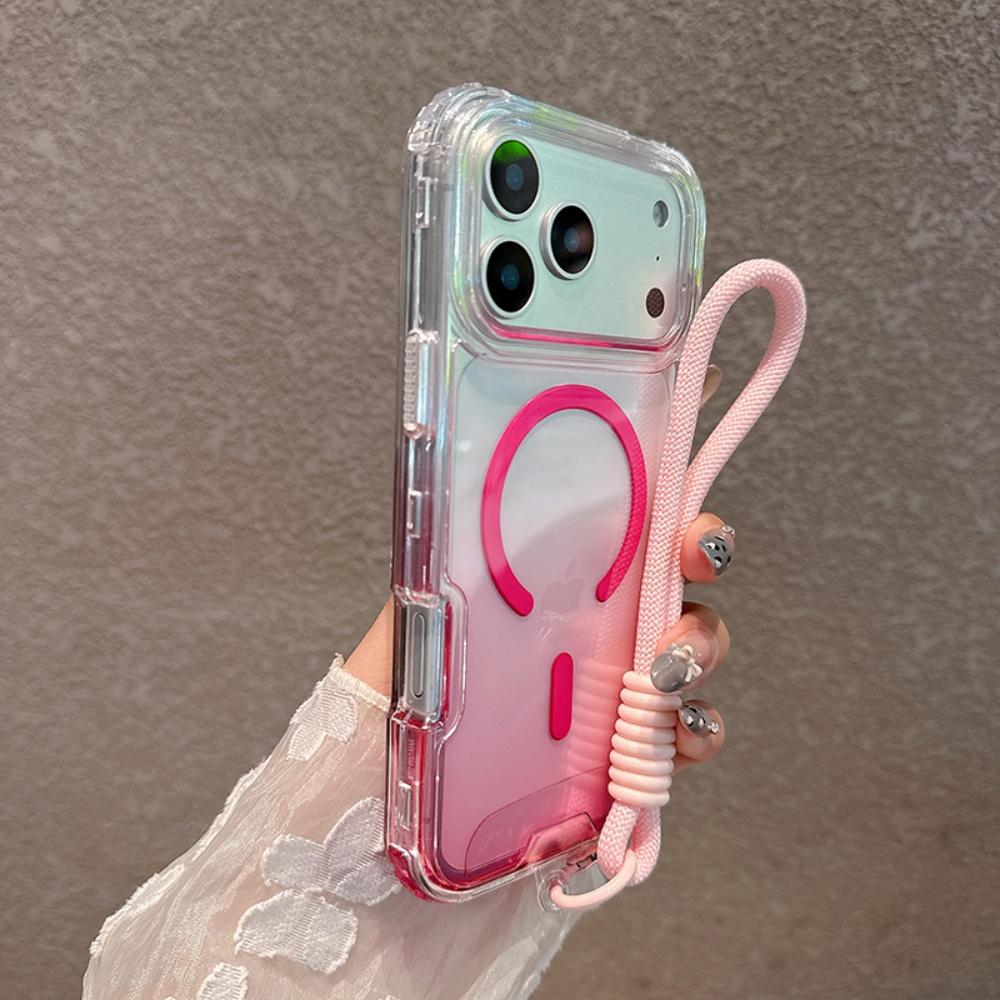 Per Custodia Lanyard Bicolore Gradiente per For Iphone 17 16 1 Pro Max Air 14 Plus 11 12 13 Cinghia da Polso in Acrilico