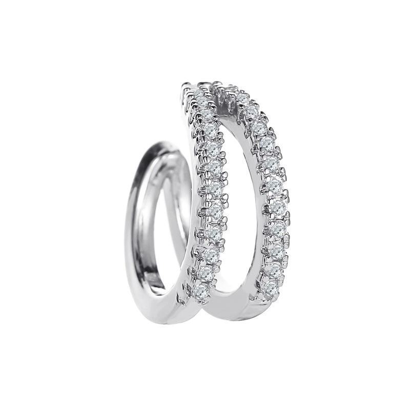 

Модні європейські та американські двошарові діамантові вушні манжети - модні сережки без пірсингу з C-подібним дизайном. K 12021 білий