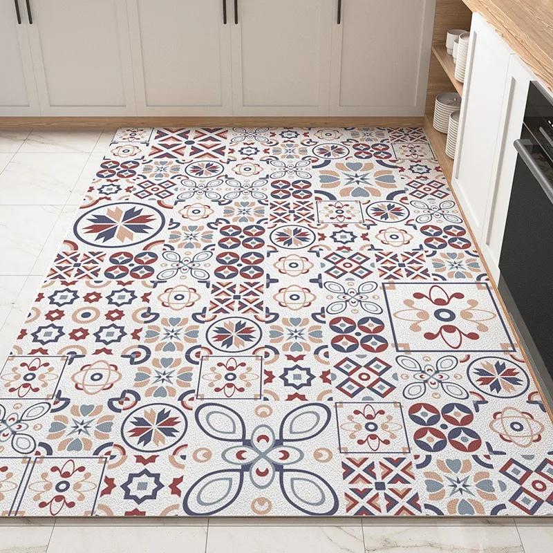 PVC Kitchen Carpet Waterproof Non-slip Floor Mat Oil-proof Home Decoration Rug Vinyl Leather Foot Mats Alfombra Pvc Cocina