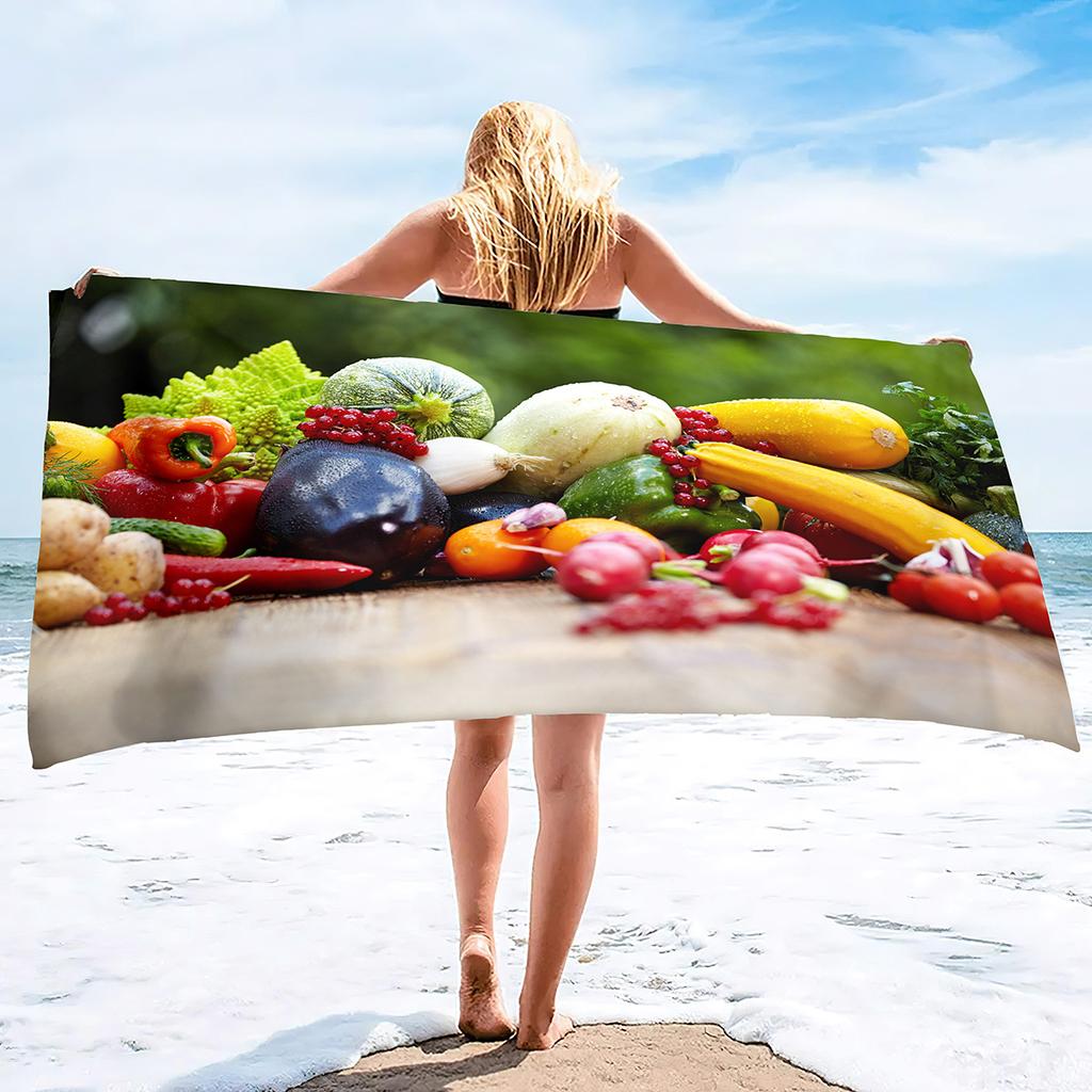 Vegetable Series Seaside Vacation Beach Towel Swimming Bath Towel Microfiber Sports Towel