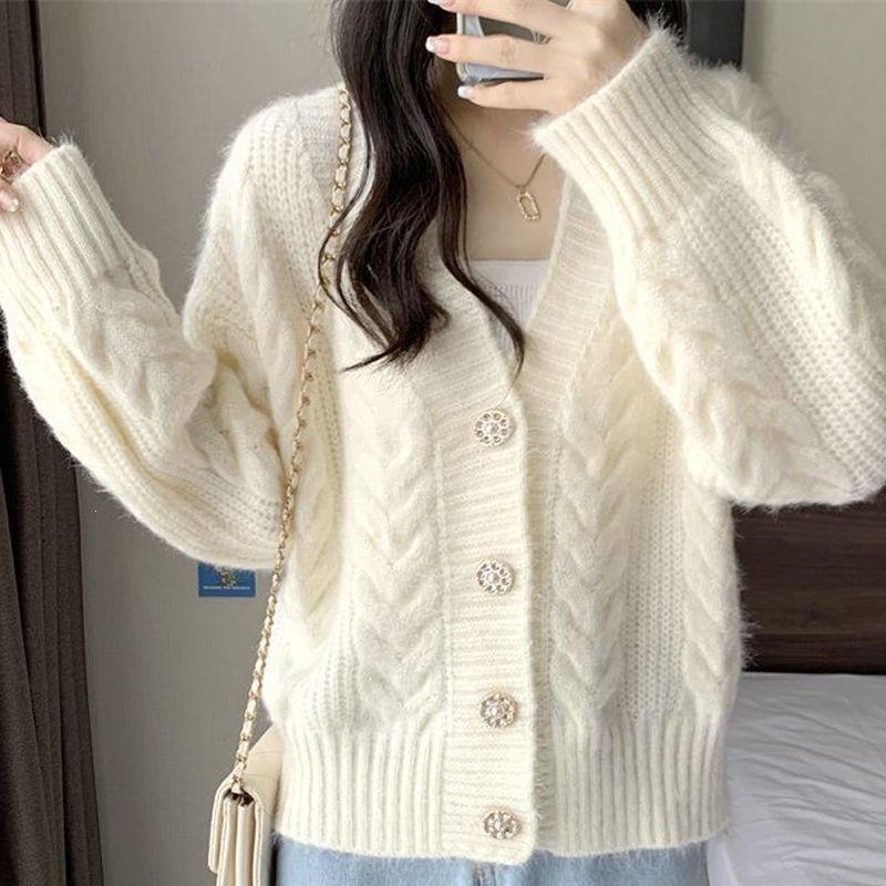 2026 Autumn Korean Style Women's Loose Knit Cardigan Sweater