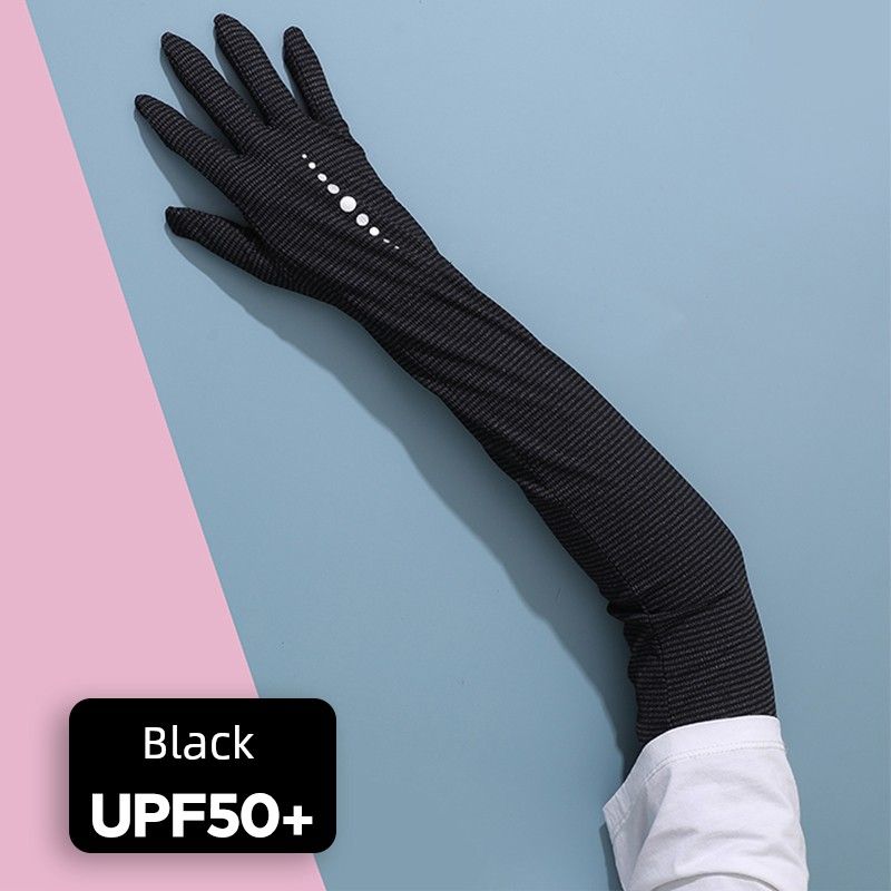 

Ovrv Women s Long Ice Silk Sunscreen Gloves Black All yards