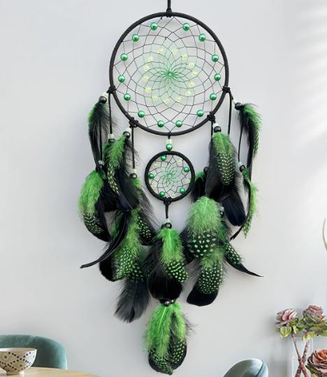 Luminous dreamcatcher feather wind chimes
