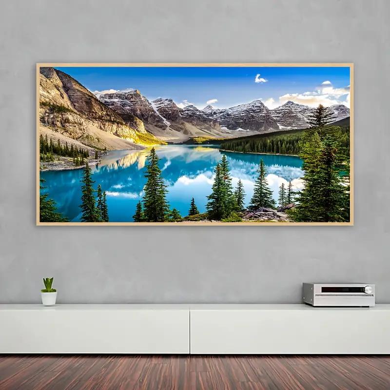 1pc Canvas Poster Modern Art Lake Light Mountain Color Mountain Water Painting Beautiful Scenery Living Room Home Decoration