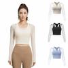 Fixed Chest Pad Fitness Yoga Top Long Sleeved Women Sports Top Yoga Shirts  Running Training