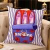 Bohemian Sardine Print Pillow Cover Retro Fish Can Cushion Case Home Decorative Throw Pillow Cover For Sofa Bedroom Home