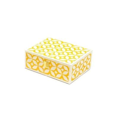 Paquete de 1 Caja Organizadora de Joyería Caja de Almacenamiento Hecha de Madera de Mango, Resina MDF Pequeña 15,24 Cm
