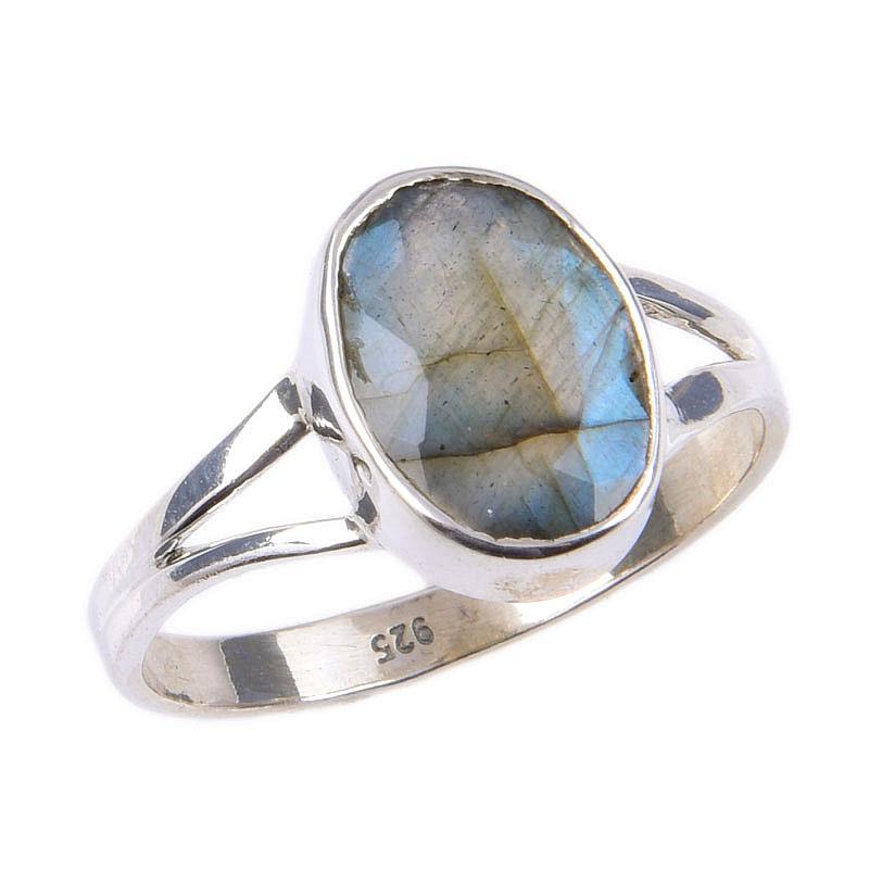 Natural Labradorite Gemstone Handmade 925 Solid Sterling Silver Ring Size 9 P1b90