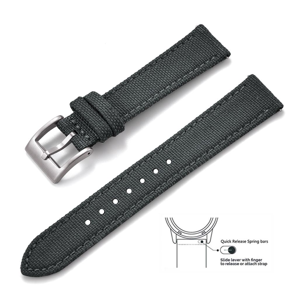

2025 New 18/20/22mm Quick Release Nylon Canvas Strap For Samsung Galaxy Watch Huawei GT4 Vintage Military Leather Wristband 18mm