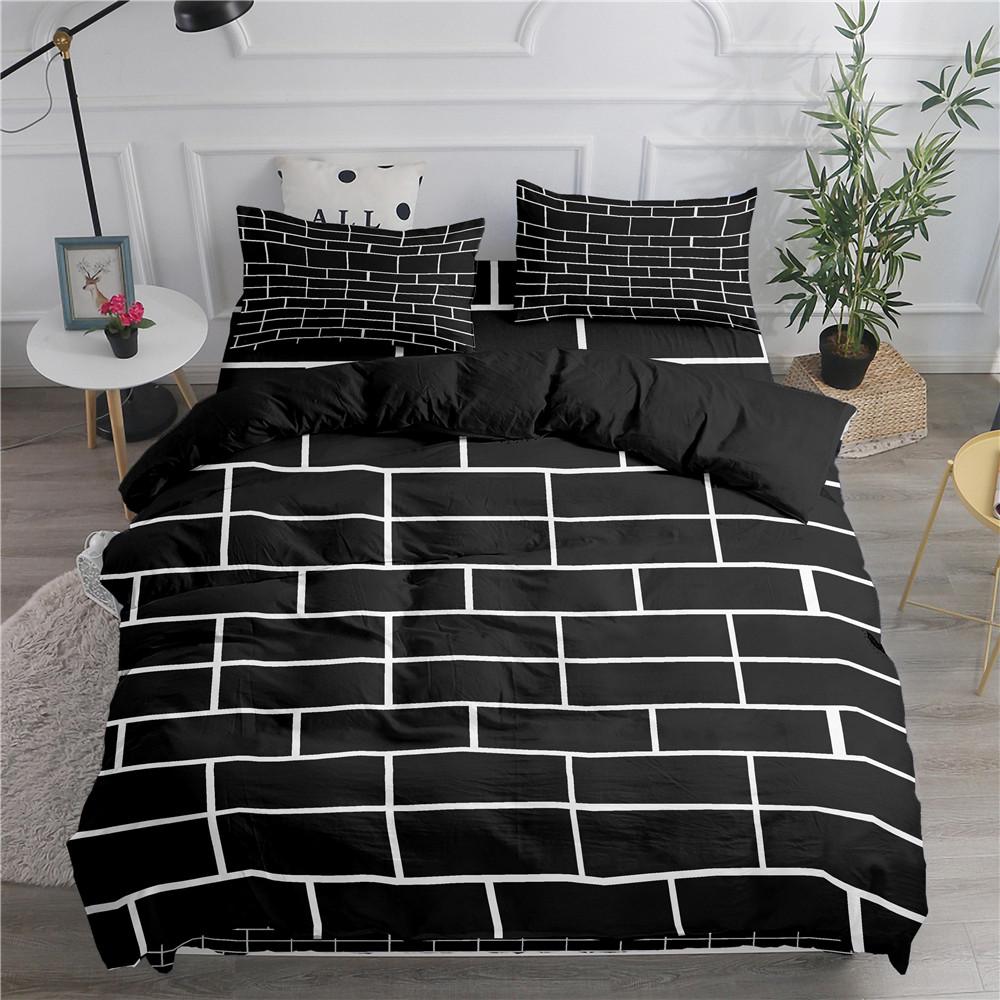 Building Block King Queen Duvet Cover Colorful Brick Bedding Set For Kids Teens Adults Cartoon 2/3pcs Polyester Comforter Cover