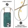 For iPhone 16 Pro Max Case Retro Texture Leather Coated PC+TPU Phone Cover with Hanging Rope