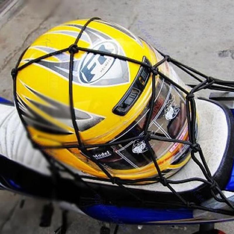 Neue Motorrad Fahrradhelm Tasche 6 Haken Halten Fest Tankgepäck Netz Gewebe Bungee Schwarz