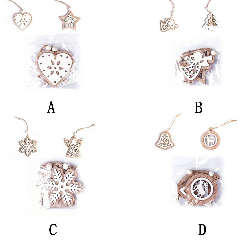 Love Snowflake Christmas Tree Ornament Wooden Hanging Pendants Christmas Decoration Kids Gifts