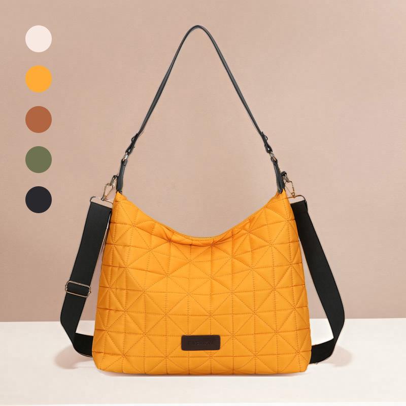 New fashionable and simple shoulder women's bag trendy rhombus geometric underarm bag large capacity oblique span bag yellow