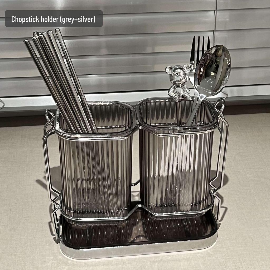 Wall-Mounted Chopstick & Spoon Holder - Multifunctional, Punch-Free Kitchen Storage Rack