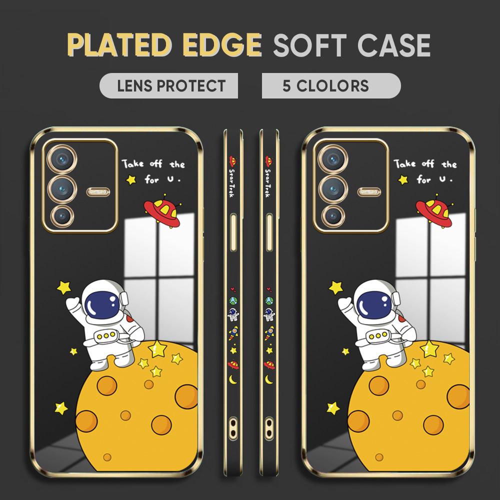 For Honor 90 70 50 X7a X9a P30 Pro P40 Lite Infinix Hot 40i 30i Vivo Y22 Y18 V30 Pro V40 Soft Plated TPU Cartoon Astronaut Phone Casing