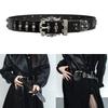 Gothic Studded Belt for Women Slightly Adjustable Clasp Double Row Hole Nonslip Design PU Leather Waistband