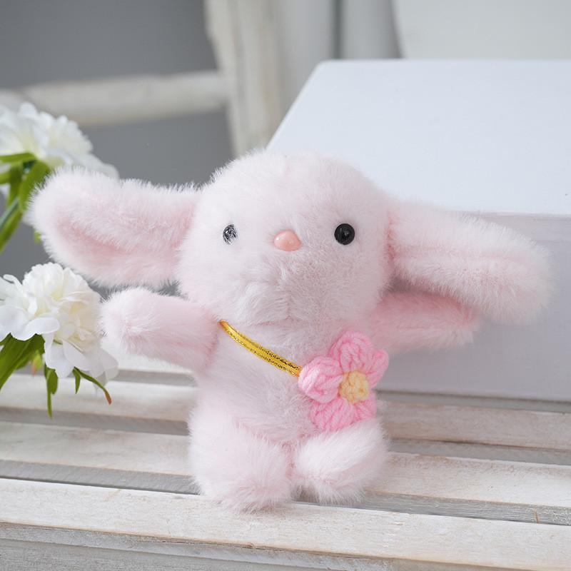 Rabbit Plush Flower Keychain Cartoon Pendant Backpack Decorations Gift Kids