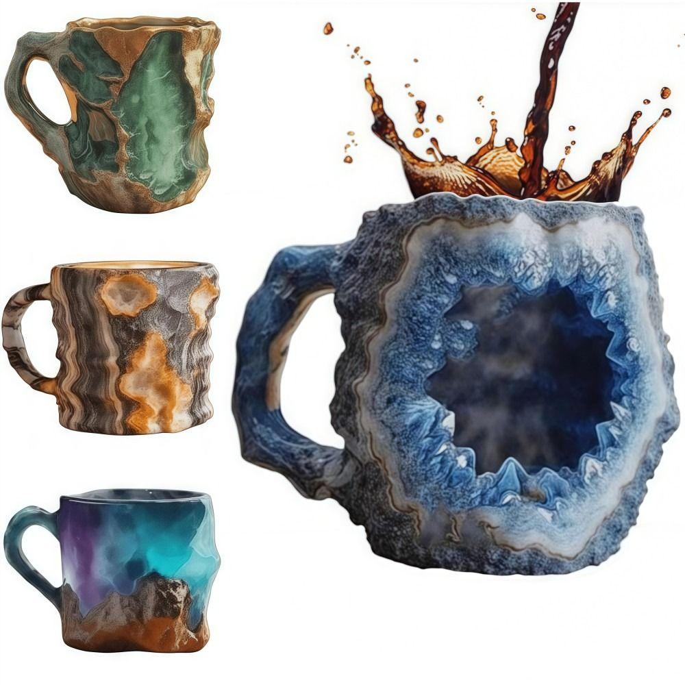 Retro Crystal Coffee Mugs 325ML 11oz Insulation Water Cup New Mineral Stainless Steel Cup  Gifts