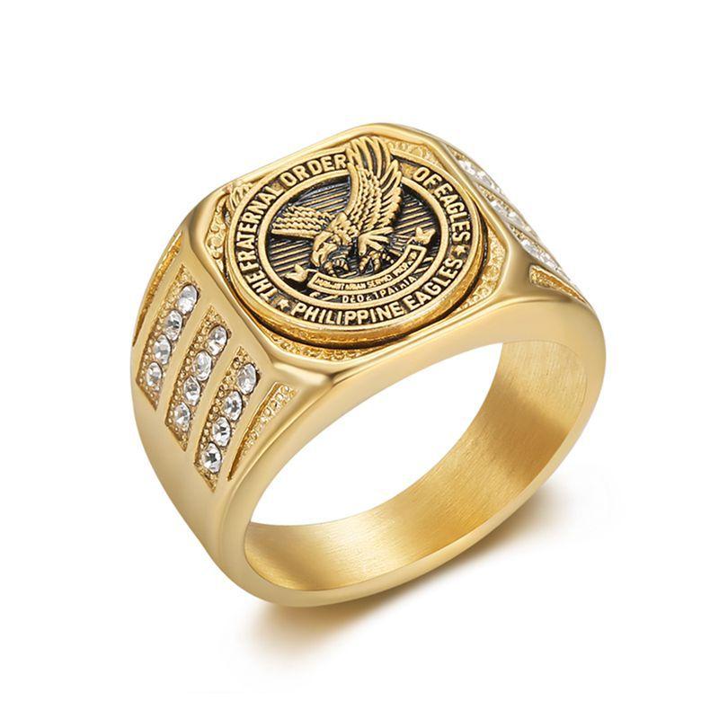 2026 Fashion Exquisite Vacuum Gold Plated Diamond Philippine Eagle Domineering Men s Ring No. 7