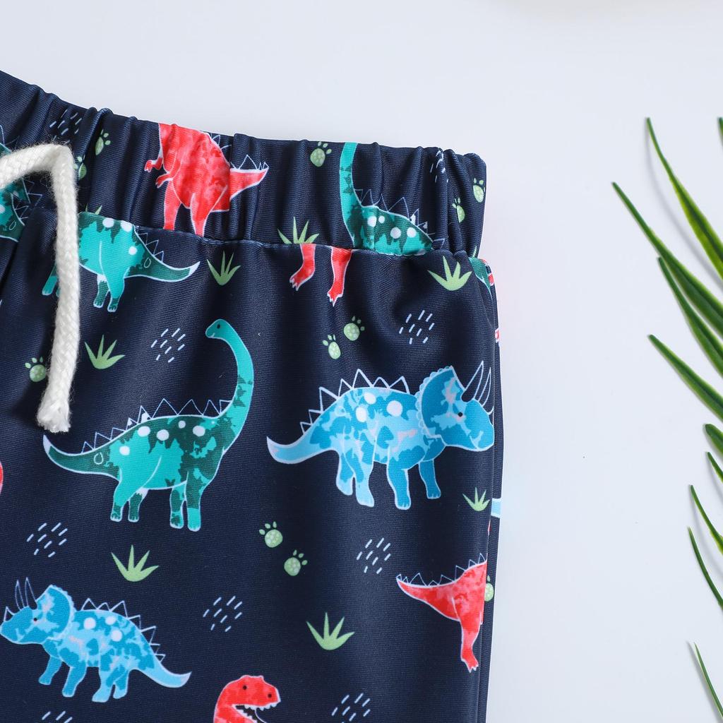 Children's Dinosaur Print Quick-Dry Swim Trunks - Toddler & Boys' Cute Flat-Leg Shorts
