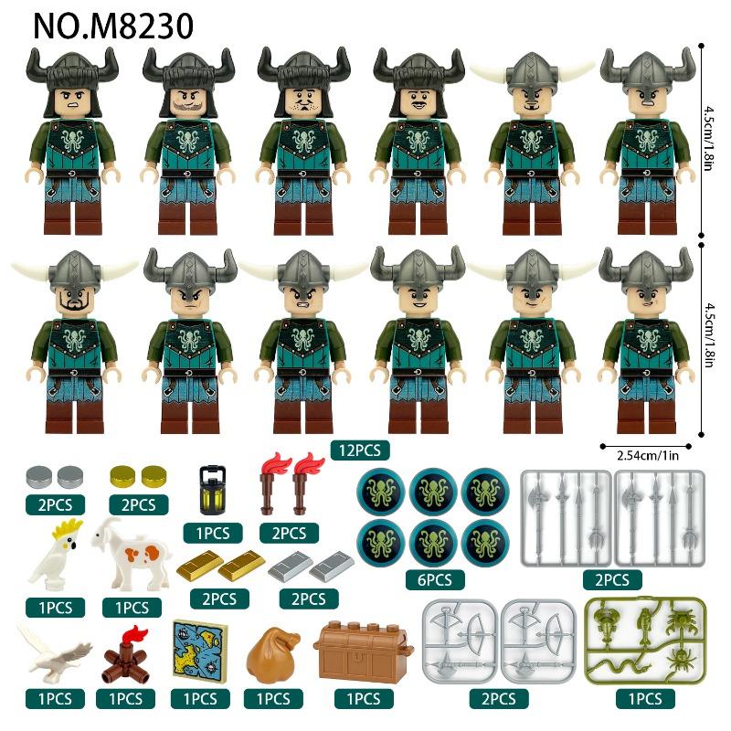 Sea monster warrior doll M8230 children assembled small toy animal shield weapons