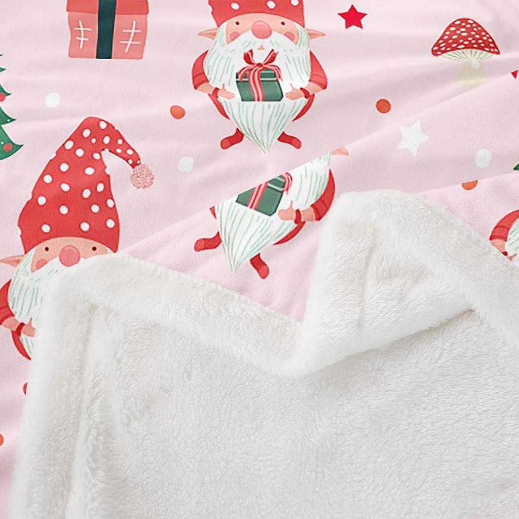 Merry Christmas Sherpa Throw Blanket for Couch Gnomes Super Soft Cozy Fleece Santa Claus Blanket for Winter,Plush Xmas Tree Baby