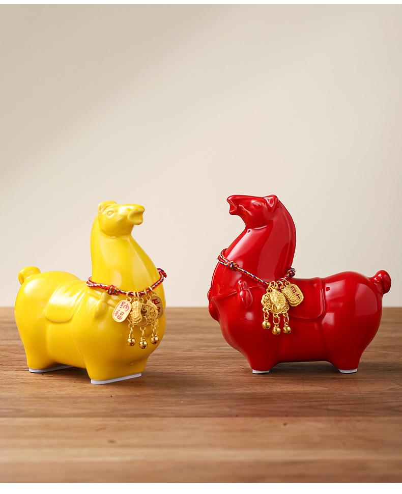 Year of the Horse Ceramic Tea Pet Ornament - Tang Horse Tea Ceremony Desktop Decor