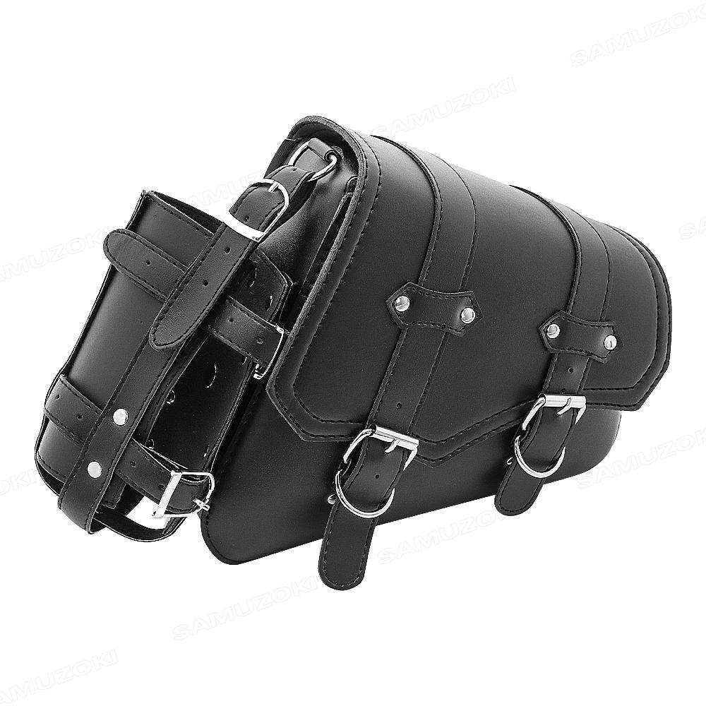 Motorcycle PU Leather Side Saddle Bags L+R Fit for Harley Sportster XL 883 1200 Chopper Cruiser Cafe Racer Softail Bobber