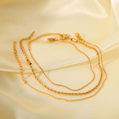 Fashionable Unique Titanium Steel Bracelet for Women, Light Luxury Versatile Cable Chain and Bead Chain Set Hand Jewelry