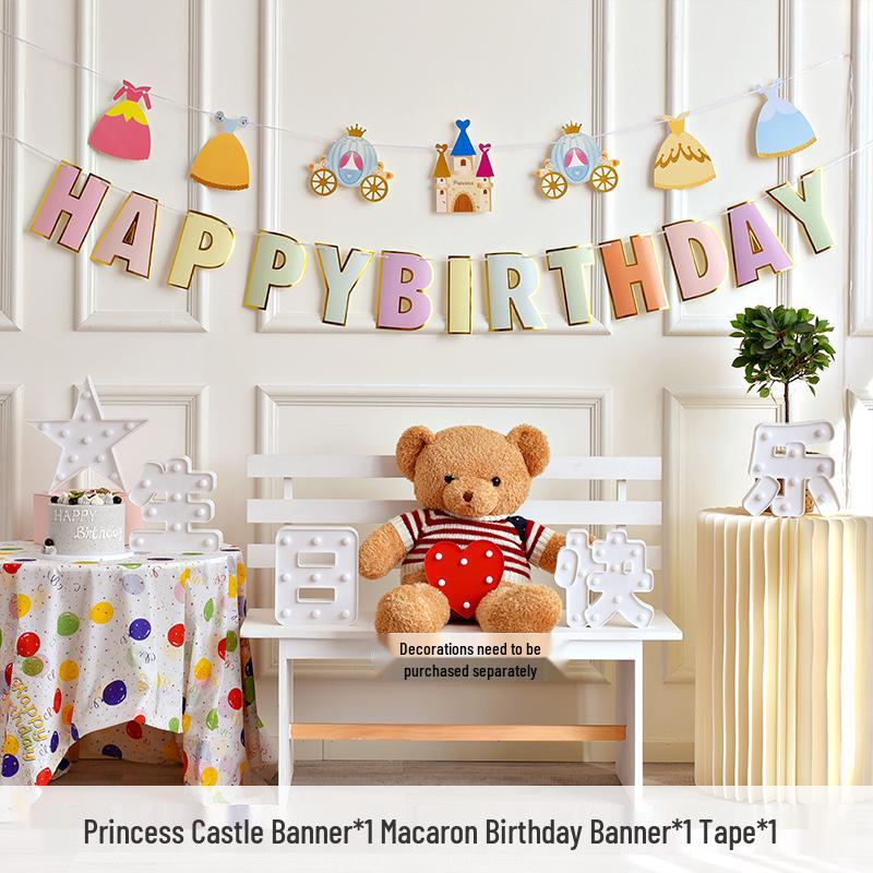 Alles Gute zum Geburtstag Girlande für Mädchen - Partybanner mit Blumendekorationen