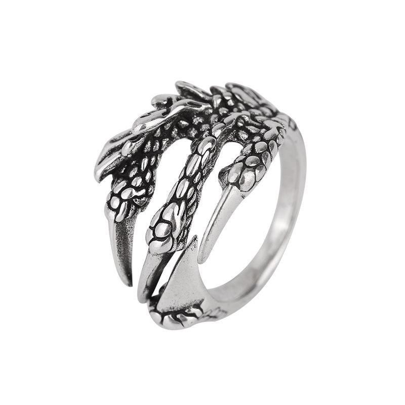 New Retro Creative Dragon Claw 925 Sterling Silver Fashion Personality Dark Trend Cool Animal Opening Rings R354