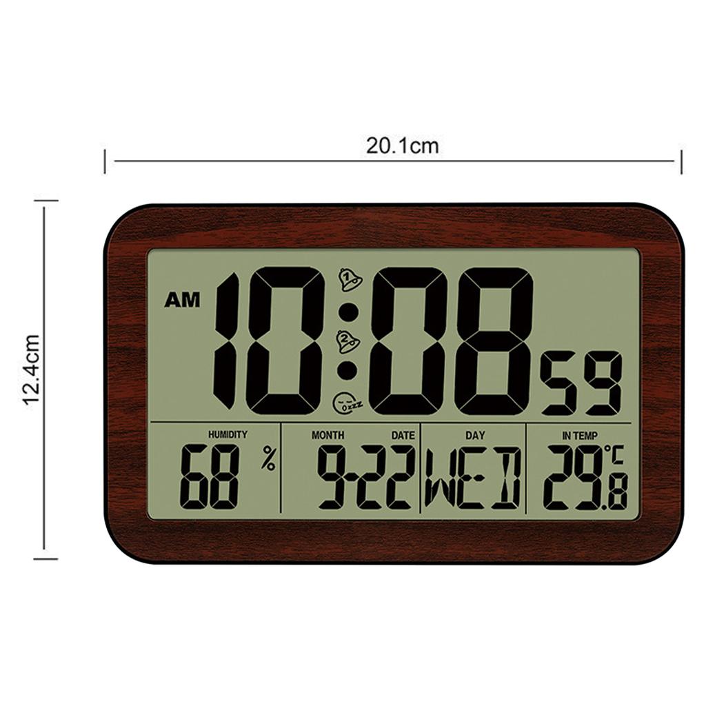 Digital Alarm Clock Battery Operated Snooze Function Large LCD Display Modern Desk Wall Clock for Bedroom Table Bedside Home