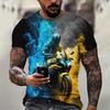 Men's Motorcycle Pattern T-shirt 3D Printed Round Neck T-shirt Casual Loose Men Quick Drying Breathable Comfortable