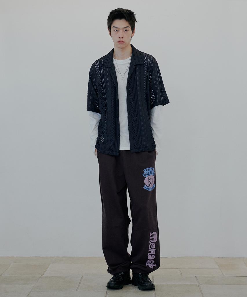 NUAKLE Punched Crochet Shirt_Navy