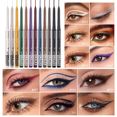 Twist-Up Gel Eyeliner Pencil, 12 Farben, wasserfest, wischfest, langanhaltend, Schwarz/Farbiger Eyeliner